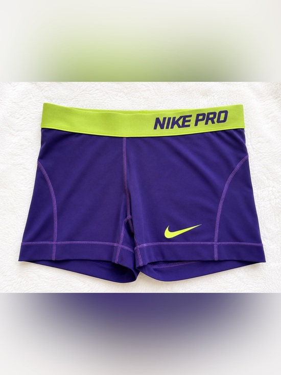 Nike Pants - Nike Pro Purple & Lime Green Dri-FIT Compression Shorts Women’s Medium